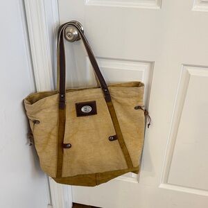 Urban Edge by Canyon Outback Tan and Brown Tote Bag with leather on handles.